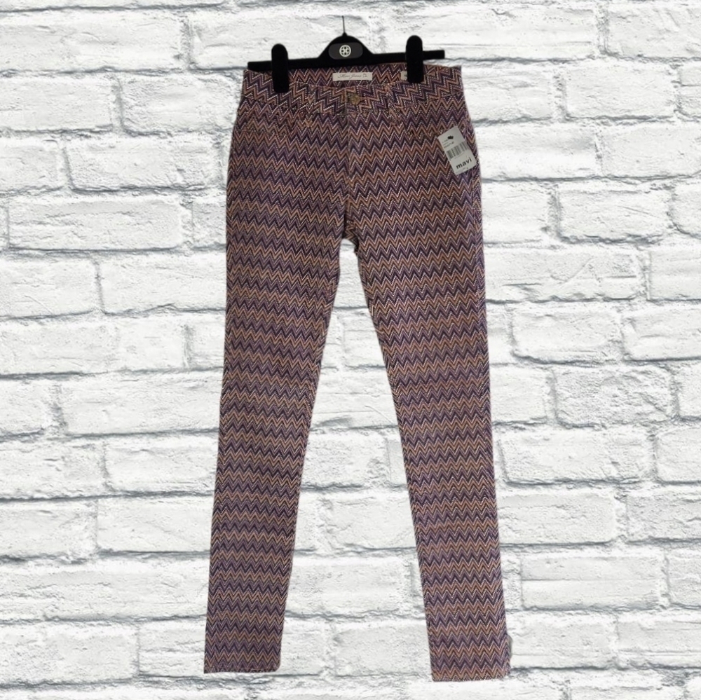 Mavi Jeans Womens 27 Alexa Chevron Skinny Mid Rise Denim